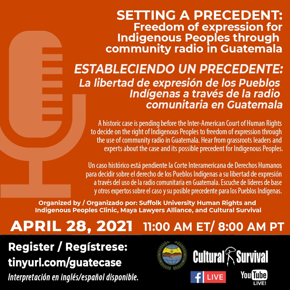 Estableciendo un precedente para la libertad de expresión de los Pueblos  Indígenas a través de la radio comunitaria en Guatemala | Cultural Survival