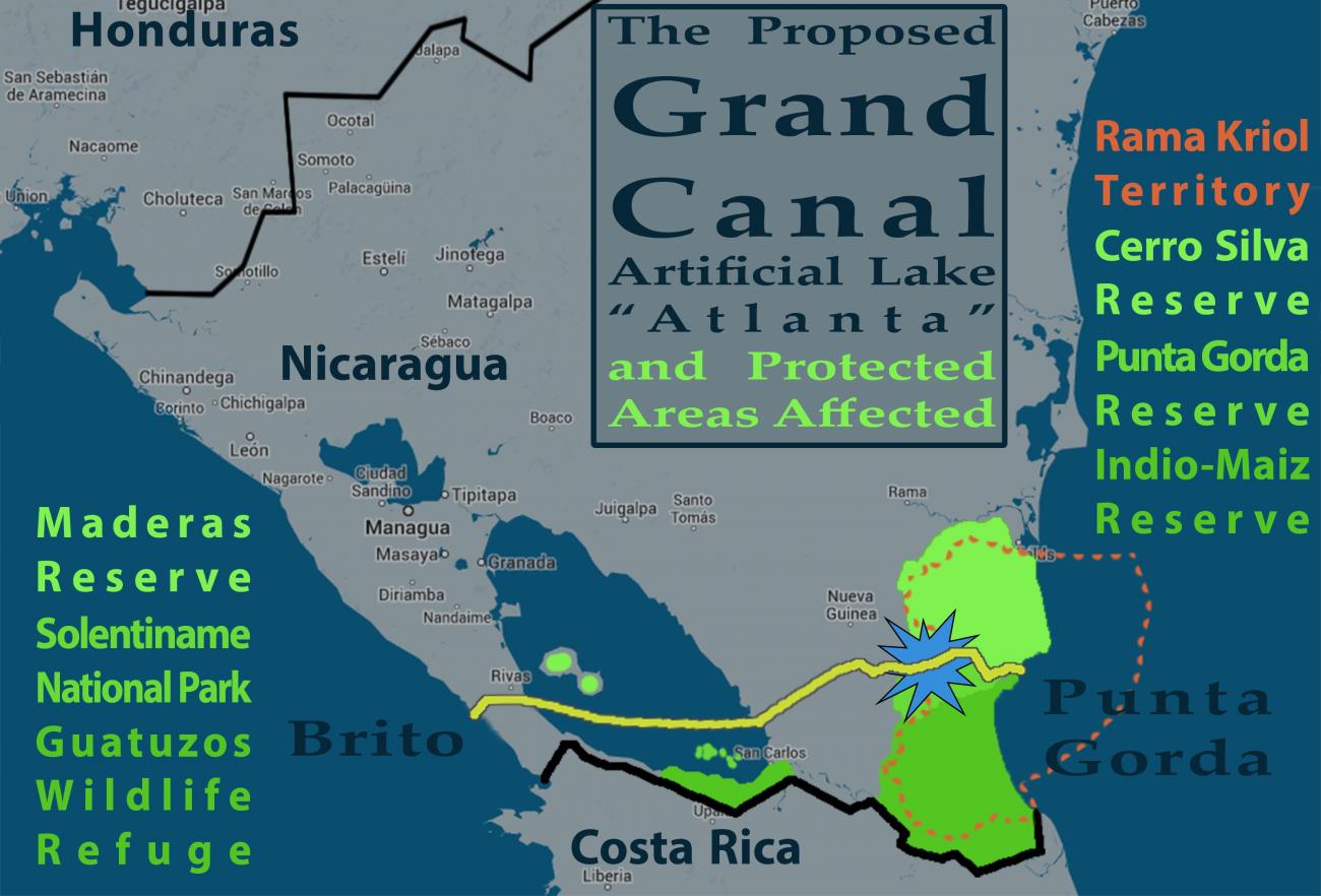 Карта никарагуанского канала