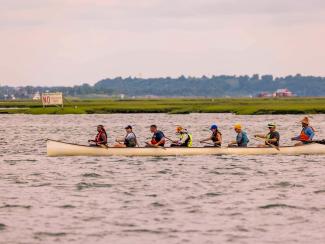 Crew Paddling from Jones Beach to New York City. Photo by James Francis