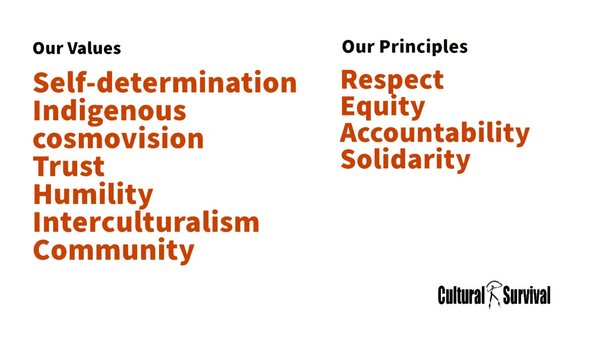 Cultural Survival Announces New Organizational Values and Principles ...